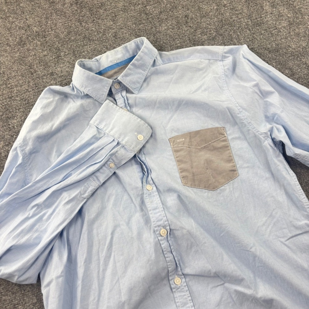 Cotton On Button Up Shirt‎ Large Blue Contrast Pocket Long Sleeve Mens